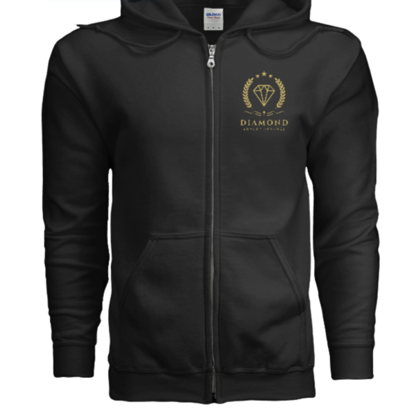 Diamond Luxury Zip Up Hoodie - Gold Logo